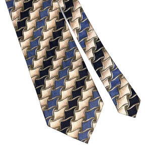 Pierre Balmain Blue and Cream Woven Tie Silk 60”